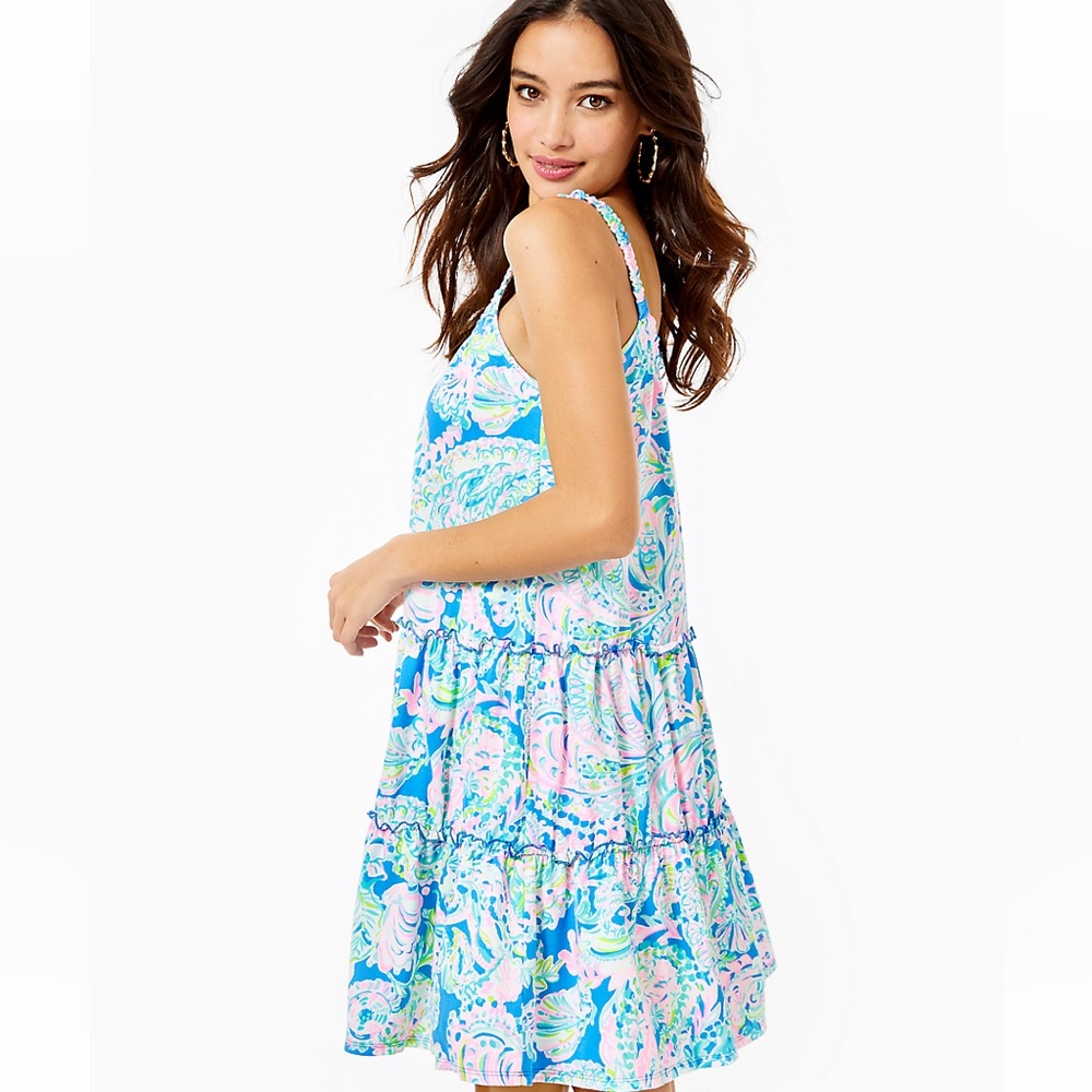 Lilly Pulitzer Mulit Dream Team Pink Blue Loro Swing Dress